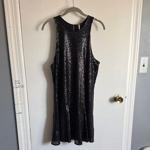 Free People Black Sequin Midi Dress